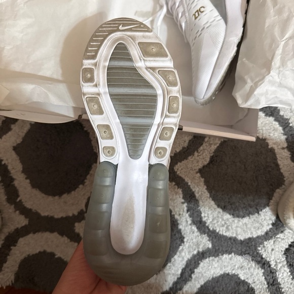 Nike Air Max 270 White with Gold Accents - Picture 5 of 12